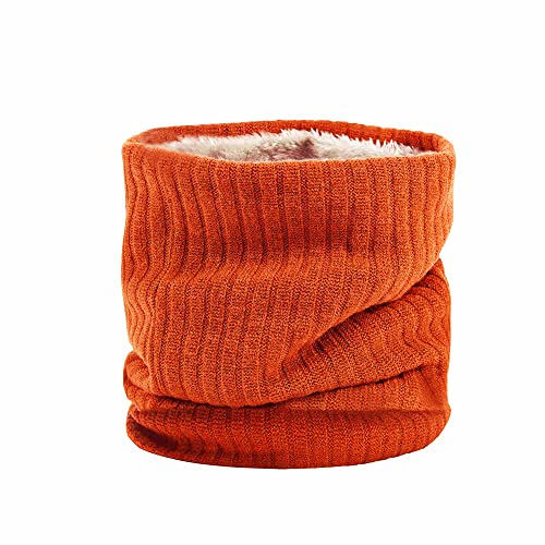 HGDGears Cache-cou en polaire coupe-vent thermique tricoté snood écharpe pour hommes femmes épais hiver temps froid écharpe circulaire tricotée pour sports de plein air, Orange, Unisex Size