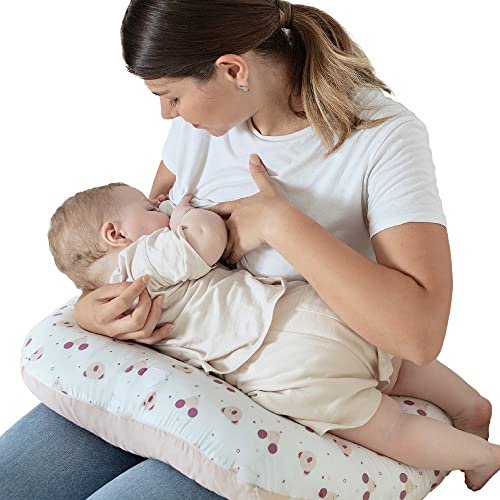 KOALA BABYCARE Cojin Lactancia Multifuncion Cómodo y se Adapta a Todas Las Tallas- Cojín Lactancia Bebe 0-12 Meses - Cojin de Lactancia con 5 Usos Diferentes (Koala Rosa-Blanco)