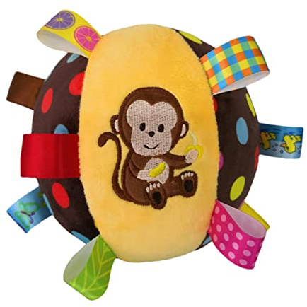 Kirdume Hochet Boule en Peluche | Balle Taggies en Peluche colorée avec des Animaux Mignons | Taggie Ball pour bébés, Jouet sensoriel Doux, développement texturée avec hochet à l'intérieur