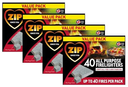 160 Firelighters All Purpose Fire Starter Cubes Value Pack Open Fire Pit BBQ for All Fuel & Charcoal