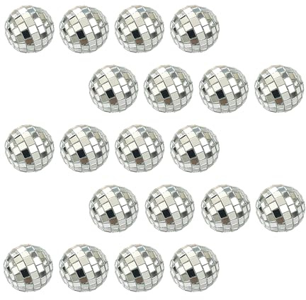 Desuibao 20 st mini discobollar prydnader 5 cm/2 tum, ljust silver reflekterande spegelboll, liten blank disco festdekoration för tårta bröllop julgran födelsedagsfester familjefirande