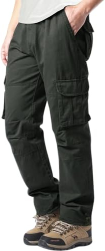 YAOHUOLE Pantalon De Travail Cargo Homme Pantalon Homme Ete Pantalon Homme Coton Cargo Trousers Vert Armée XL