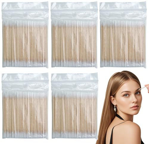 CATOR 500 tamponi di cotone, bastoncini di cotone in legno, tamponi di cotone con punta appuntita, applicatore con punta in cotone, applicatore cosmetico per trucco, cotton fioc orecchie