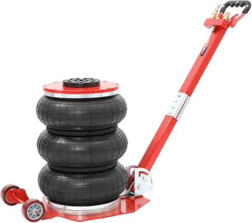 Gato Neumático Carga de 5T Elevación de 140-400 mm 3 Cojines de Aire Mango Largo Fácil Elevación Rápida para Reparación de Coches Mantenimiento SUV Pickup Taller Garaje