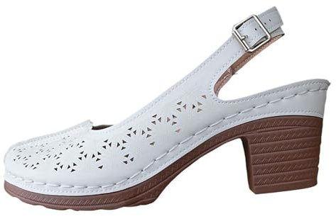 Générique Sandali da donna a punta chiusa, con zeppe, scarpe da donna con tacco a blocco, traspiranti, comode sandalette ortopediche, scarpe casual e molle, di grandi dimensioni, scarpe da passeggio