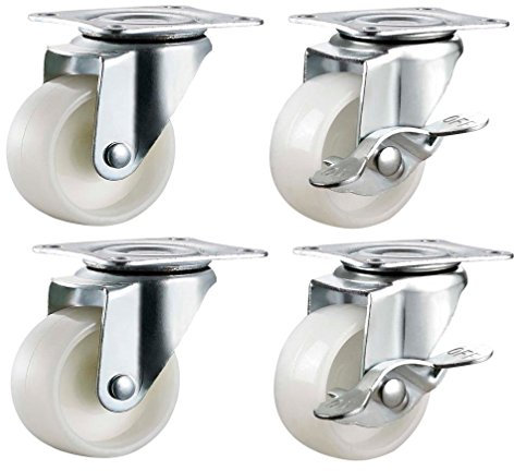 - 4 ruedas giratorias de nailon de 50 mm, con frenos, accesorio, aparato y equipo de ruedas pequeñas de Bulldog Castors, máx. 110 kg por set