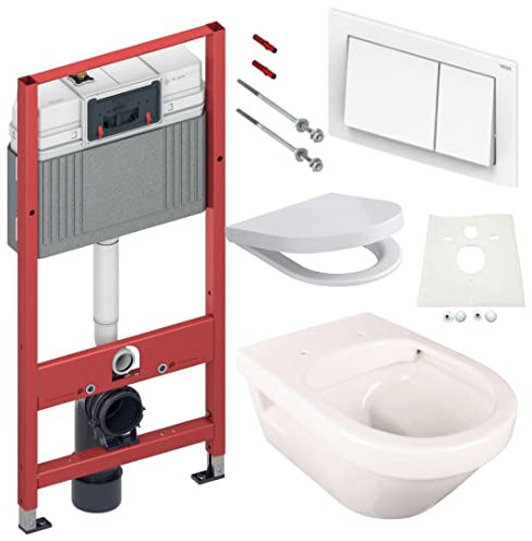 TECE Vorwandelement mit V&B Architectura, DirectFlush, Spülrandlos mit LotusClean Beschichtung, Absenkautomatik, Drückerplatte, WC Deckel