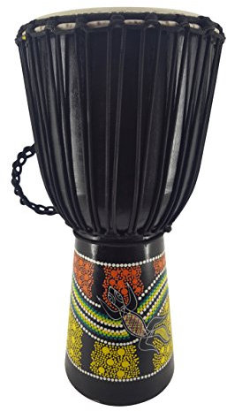 60cm Profi Djembe Trommel Bongo Drum Buschtrommel Percussion Motiv Buntes Muster Gecko Bemalt - (Sehr gute Trommel für den Anspruchsvollen Trommler)