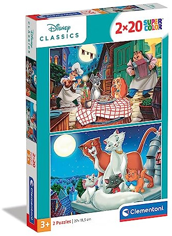 Clementoni - 24764 - Supercolor Puzzle - Disney Animals - 2 x 20 pieces - Made in Italy - jigsaw puzzle children age 3+
