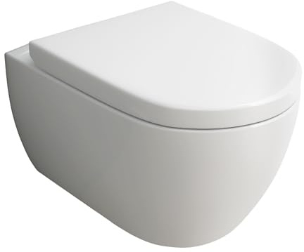 Alpenberger WC sans bord | WC suspendu sans bord | Ensemble de WC en céramique et siège de toilette avec système d'abaissement automatique | Toilettes modernes avec couvercle Softclose | Klo Passend