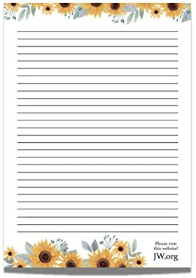 JW Letter Writing A4 Pad Stationery Paper Lined Gift Notepad Writing Sheets (Sunflowers)