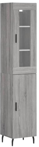 vidaXL Highboard, Sideboard mit viel Stauraum, Kommode Schrank für Wohnzimmer, Anrichte Beistellschrank Metallbeine, Modern, Grau Sonoma Holzwerkstoff