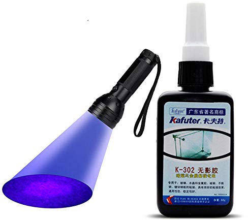 K-302 - Pegamento UV fuerte de 50 ml, adhesivo de curado UV, adhesivo de cristal y metal