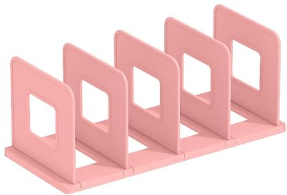 Marte Vanci Desktop File Sorter Organiser Purse Organiser Thickened Plastic Magazine Holder Bookshelf Rack Mail Divider for Office Desk Kitchen Shelf Closet 4 Slots Pink