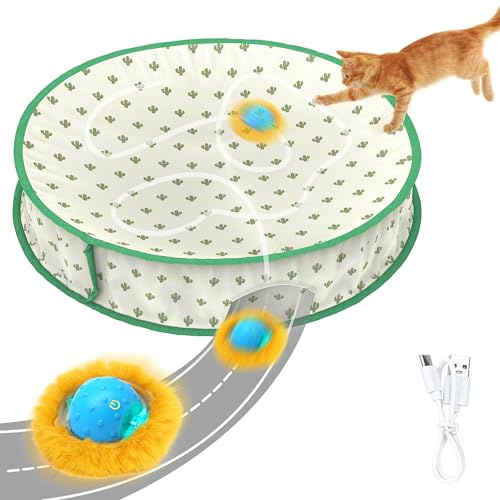 IOKHEIRA Cat Toys for Indoor Adult Cats - Silent Interactive Automatic Cat Ball Toy | Fast Rolling & Motion Activated Chirping | Hide and Seek Mouse Catching Game | Stimulates Hunting Instincts