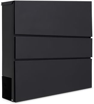 Assorted Collections Buzón de Pared con Soporte para periódicos, buzón de Correo con Cerradura y 2 Llaves, diseño Moderno, fácil de Instalar 37x10.5x37 cm (Negra)