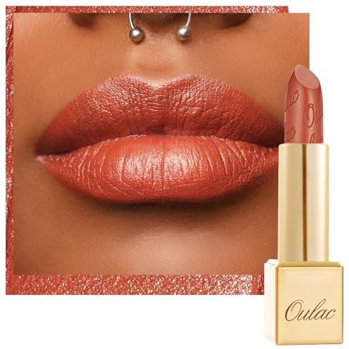 OULAC Rouge a Levre Mat Orange, Effet Pailleté Métallique, Rouge à Lèvres Mat Métallisé Longue Tenue, Hydratation et Confort pour les Lèvres, Vegan, 4,3g (GM07) Outrageous