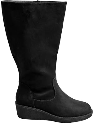 Yours - Faux Suede Wedge Boots In Extra Wide Eee Fit - Women's