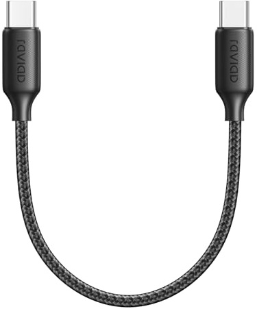 RAVIAD USB C to USB C Charger Cable 0.3M 100W 20V/5A PD3.0 Type C Cable Fast Charging Data Cable Lead QC3.0 USBC to USBC for iPhone 16 15 SamsungGalaxy S24/S23 Huawei Mate 60 Pro MacBook Pro/Air