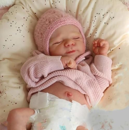 Zero pam Reborn Baby Vollsilikon Lebensecht-45CM Reborn Baby Mädchen, Babypuppen Wie Echt, Silikon Baby Puppe Echt, Reborn Puppen Lebensecht Mit Zubehör