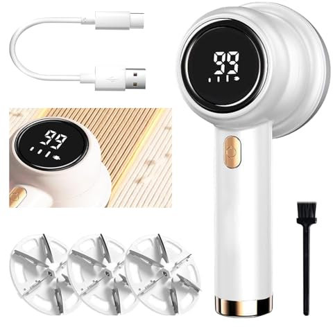 Fabric Shaver, Electric Lint Remover Rechargeable, Lint Shaver, Sweater Shavers to Remove Pilling, Sweater Defuzzer, Depillers for Clothes, Furniture (White)