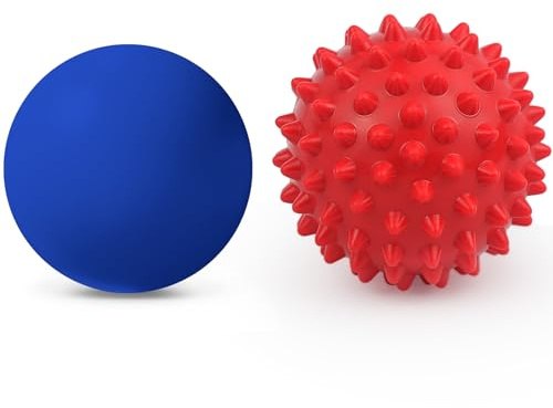 Physical Massage Therapy Ball Set: Lacrosse & Spiky Ball Set for Myofascial Release, Plantar Fasciitis, Stress Relief for Back, Neck, Feet - for Home, Office, Gym