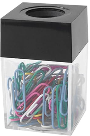 Distributeur de trombones magnétique – Organiseur transparent à clips – Support de bureau coloré pour fournitures de bureau | Petite boîte de rangement avec couvercle magnétique pour un accès facile