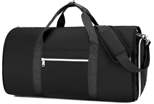 Outplea 34L Borsa da Viaggio Pieghevole Uomo Donna, Borsa Porta Abiti Grande con Scomparto per Scarpe, Borse Sportivo con Tasca Bagnata per Fine Settimana, Nero