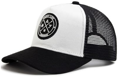 XFSRG Gorra de Hombre Verano Transpirable Gorra Rejilla Hombre con Diseño Moderno Sombreros para el Sol para Ciclismo Running y Actividades al Aire Libre (FR/ES, Alpha JASPO, Talla única, Blanco)
