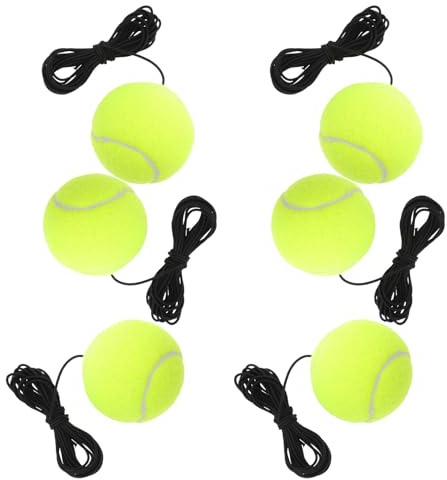 Gogogmee 6 Pièces Kit Entraînement Tennis Balle Légère avec Corde Élastique pour Débutants Rebond Fiable et Récupération Instantanée Équipement Exercice Intérieur et Extérieur