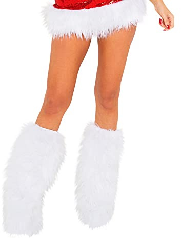 Qianderer Scaldamuscoli da donna in pelliccia pelosa pelosa scaldamuscoli invernali per stivali, copertura per stivali, stivali con tacchi alti, calze calde, bianco, Etichettalia unica