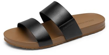 DREAM PAIRS Women's Open Toe Slides Sandals Comfortable Arch Support Footbed Two Strap Slip-on Fashion Casual Beach Vacation Lightweight Flat Sandals Summer for Women,Size 8,Black,SDSS26003W