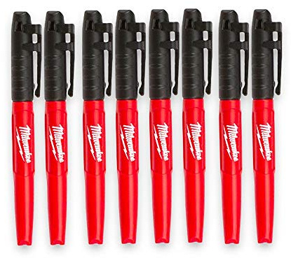 Milwaukee Inkzall Point Markers, Fine, Black (8)