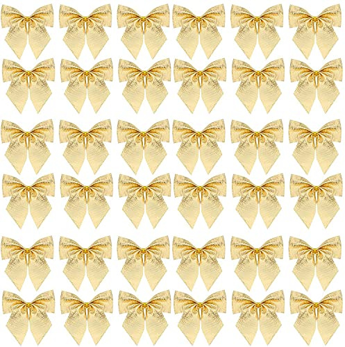 Lot de 120 nœuds décoratifs pour sapin de Noël - Diamètre : 5 cm - Doré