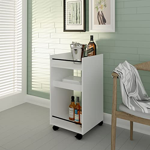 Seconique Naples Serving Cart/Side Table in White