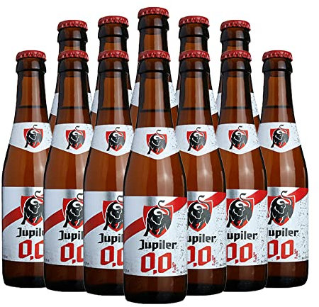 Jupiler Belgian Alcohol Free Beer 250ml Bottles (12 Pack) - 0.0% ABV - Belgian Beer Gifts for Men, Birthday Gifts for Men and Women, Beers and Lagers Offers Belgian Gift Beer Pack Alcohol Gift Set