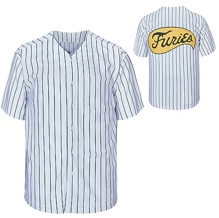 Men's The Warrior Furies Pinstripe Movie Baseball Jersey Stitched S-3XL, White, Medium