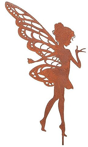 POFET Rusty Elf Petite décoration de Jardin Piquet de Jardin en métal patiné Aspect Rouille, pour terrasse de Jardin ou Balcon