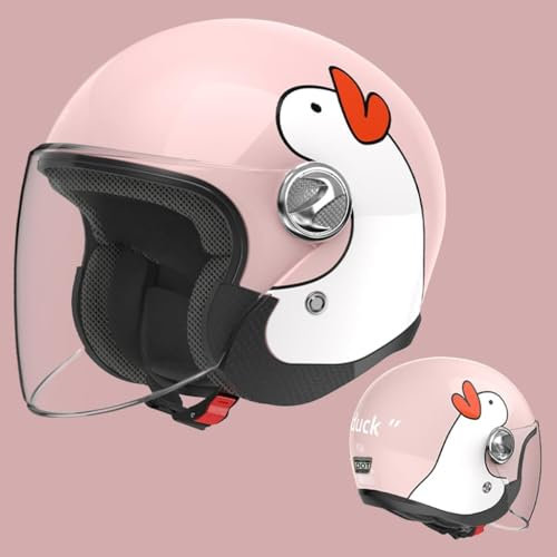 Rosa Motorradhelme für Damen mit Visier, Cooler Jethelm für Mädchen, Sommergeschenk 3/4 Halbhelm, Vintage-Mode Halbschalenhelm mit Totenkopfkappe für Moped ATV, ECE-Zertifizierung