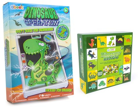 Abeec Dinosaur Game Bundle – Includes Dinosaur Operation and Bingo – Fun Board Games for Kids and Adults – Perfect Toys and Gifts for Boys and Girls Aged 5+
