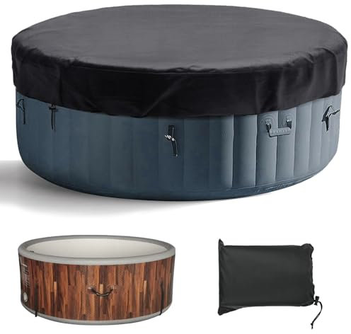 awagas Round Hot Tub Cover 215×70CM, Anti-UV Hot Tub Cover Protector with Drawstring Design and Storage Bag, 420D Oxford Lazy Spa Covers for Outdoor Tubs Round Patio Furniture Set