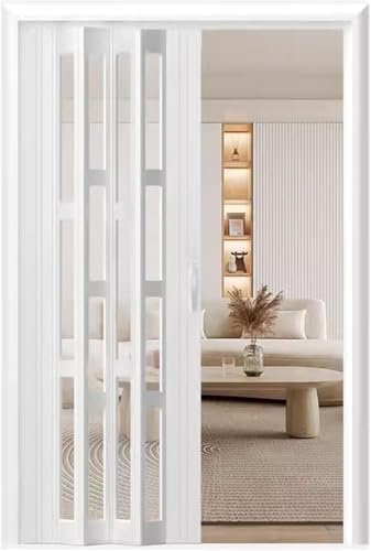 GLFNB Portes de Placard Pliantes, Porte de Douche accordéon avec Cadre, Porte d'intimité Pliante Transparente givrée, Portes coulissantes de séparation de pièce pour Porte de Cuisine, Maison ou bu