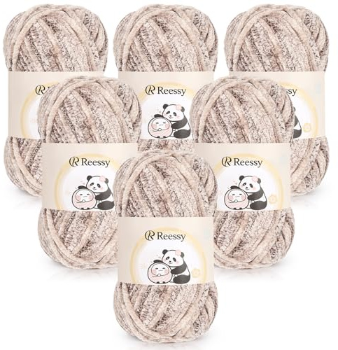 Reessy Chenille Yarn 600g, Ink Chunky Chenille Yarn for Crochet&Knitting | Super Soft Fluffy Velvet Yarn, Thick Yarn Ombre Knitting Wool for Crochet Colorful Blanket, Amigurumi, Handbag, DIY Crafts