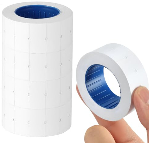 NUTKIT 21 * 12mm Price Gun Labels, White Price Labels Stickers 5 Rolls, 2,500 Pricing-Labels, Pricemarking Tags Easy Peel Fits Many Pricing Labellers