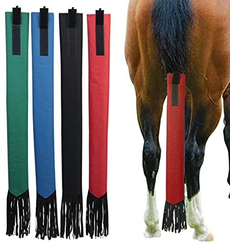 Bemonew Protezione per la Coda del Cavallo Borsa per la Coda del Cavallo Fascia per del con Frange Protezione per del Accessori per Cavalli equestri 4 Pezzi