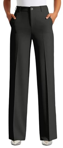 Pantalones de traje para mujer, pantalones de cintura alta, pantalones de tela de pierna ancha, elegantes pantalones marleno, pantalones de pierna recta, pantalones de estilo marleno, ligeros, cómodos