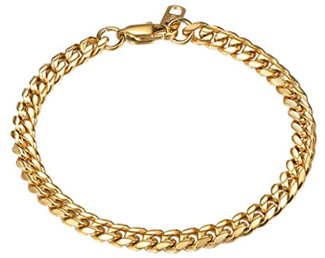 PROSTEEL 06MM 19CM Bracciale Uomo Acciaio a Catena Impilabile Braccialetti in Acciaio Inossidabile Bracciali Oro Uomo