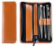 DELMON VARONE - Schreibgeräteetui Cambridge Top Grain Leder Braun - Echtleder Erwachsene Stifte Etui mit Reißverschluss für 3 Schreibgeräte - Stiftemappe für Kugelschreiber, Füller, Bleistift & Stift