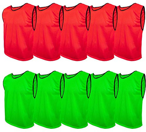 SPORTSBIBS Petos de Entrenamiento Petos de fútbol, Petos para niños, júnior y Adultos, Pack de x10, Fútbol Sala, más de 10 Colores, Camiseta Deportiva para Correr, Universal XS S M L XL XXL