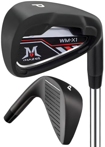 Mazel Fer de Golf Simple pour Homme | Fer Simple pour Club de Golf | Ensemble de fers de Golf 4-5-6-7-8-9-PW-SW | Pitching Wedge, Sand Wedge avec tiges en Acier pour golfeurs droitiers